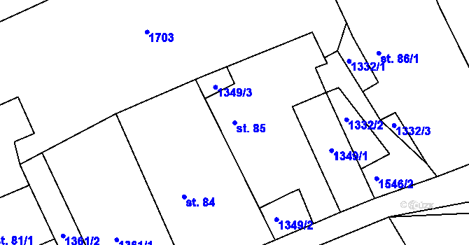 Parcela st. 85 v KÚ Ves Rudoltice, Katastrální mapa
