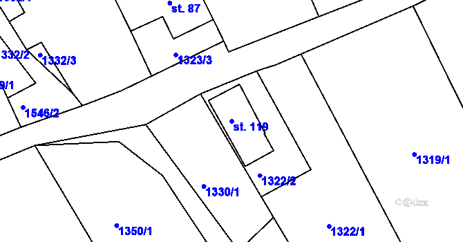 Parcela st. 119 v KÚ Ves Rudoltice, Katastrální mapa