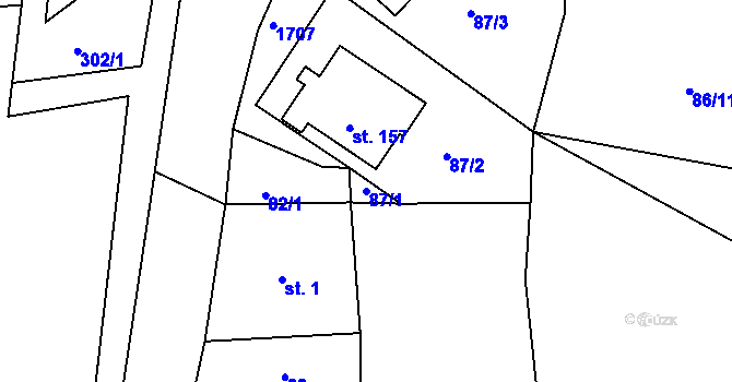 Parcela st. 87/1 v KÚ Ves Rudoltice, Katastrální mapa