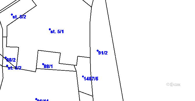 Parcela st. 91/2 v KÚ Ves Rudoltice, Katastrální mapa