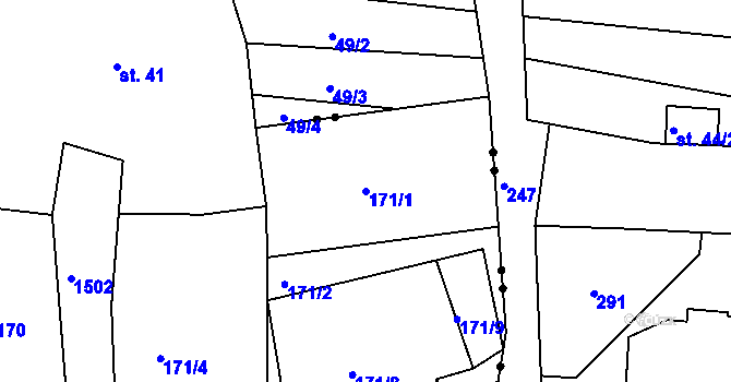 Parcela st. 171/1 v KÚ Ves Rudoltice, Katastrální mapa