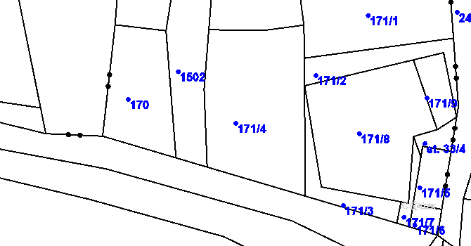 Parcela st. 171/4 v KÚ Ves Rudoltice, Katastrální mapa