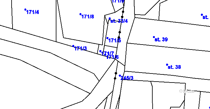 Parcela st. 171/6 v KÚ Ves Rudoltice, Katastrální mapa