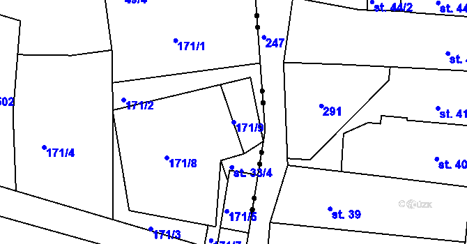 Parcela st. 171/9 v KÚ Ves Rudoltice, Katastrální mapa