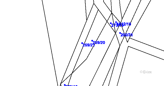 Parcela st. 259/21 v KÚ Ves Rudoltice, Katastrální mapa