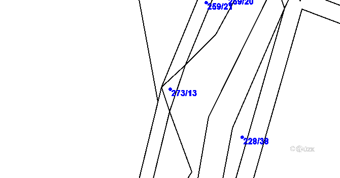 Parcela st. 273/13 v KÚ Ves Rudoltice, Katastrální mapa