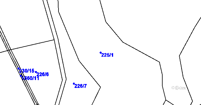 Parcela st. 225/1 v KÚ Městys Rudoltice, Katastrální mapa