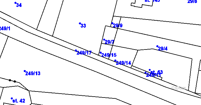 Parcela st. 249/15 v KÚ Městys Rudoltice, Katastrální mapa