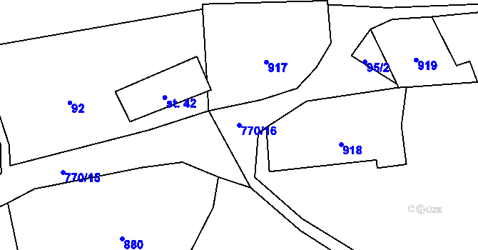 Parcela st. 770/16 v KÚ Pelhřimovy, Katastrální mapa