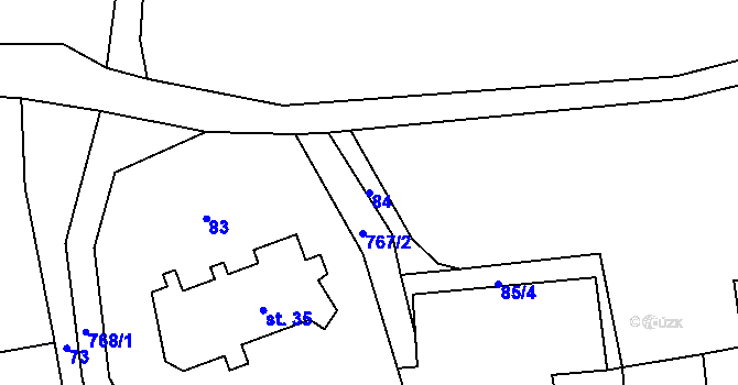 Parcela st. 84 v KÚ Pelhřimovy, Katastrální mapa