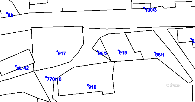 Parcela st. 95/2 v KÚ Pelhřimovy, Katastrální mapa