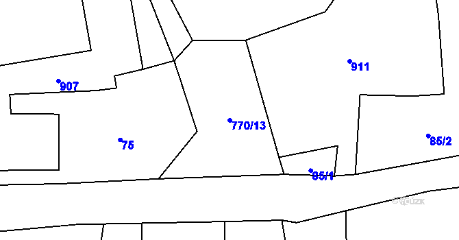 Parcela st. 770/13 v KÚ Pelhřimovy, Katastrální mapa
