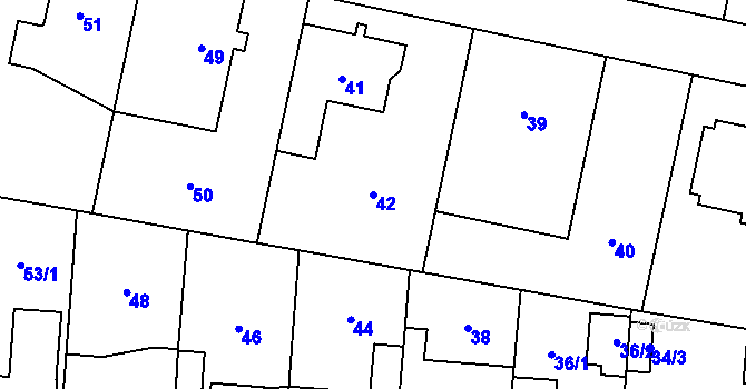 Parcela st. 42 v KÚ Holyně, Katastrální mapa