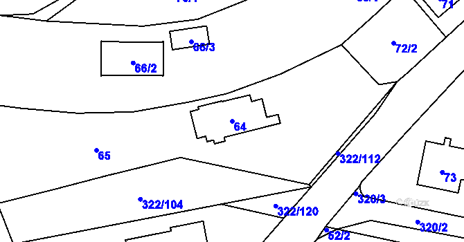 Parcela st. 64 v KÚ Holyně, Katastrální mapa