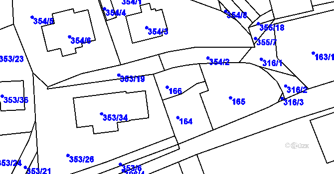 Parcela st. 166 v KÚ Holyně, Katastrální mapa