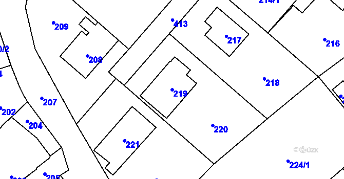 Parcela st. 219 v KÚ Holyně, Katastrální mapa