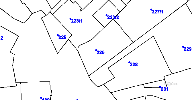 Parcela st. 226 v KÚ Holyně, Katastrální mapa