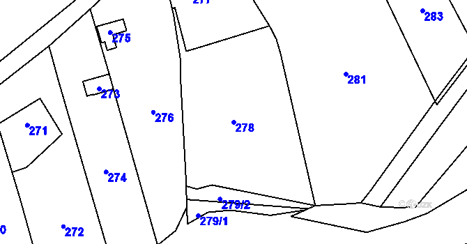 Parcela st. 278 v KÚ Holyně, Katastrální mapa