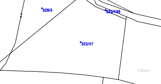 Parcela st. 322/17 v KÚ Holyně, Katastrální mapa