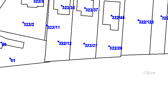 Parcela st. 322/27 v KÚ Holyně, Katastrální mapa