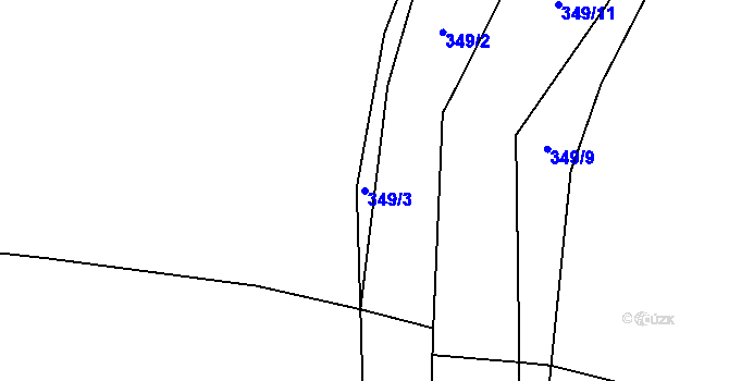 Parcela st. 349/3 v KÚ Holyně, Katastrální mapa