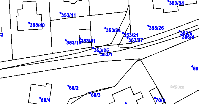 Parcela st. 353/1 v KÚ Holyně, Katastrální mapa