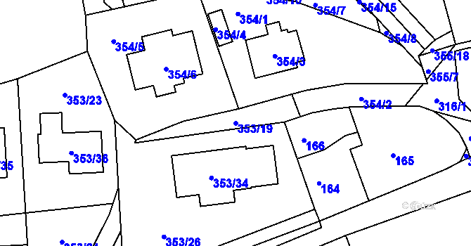 Parcela st. 353/19 v KÚ Holyně, Katastrální mapa