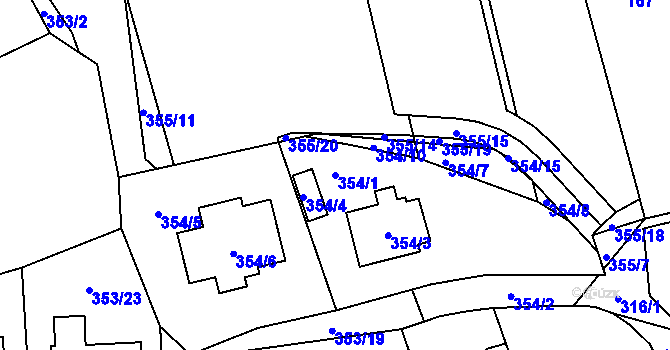 Parcela st. 354/1 v KÚ Holyně, Katastrální mapa