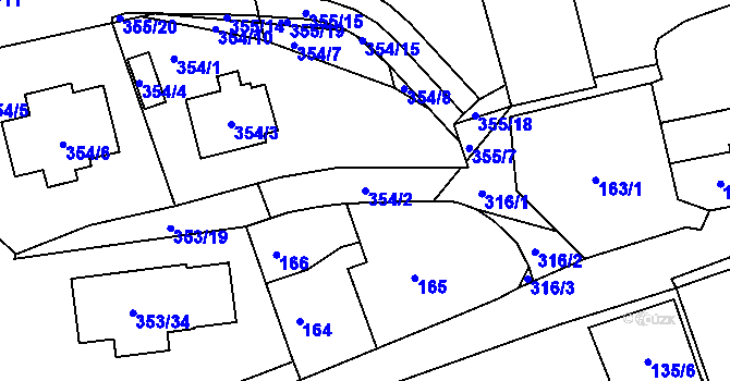 Parcela st. 354/2 v KÚ Holyně, Katastrální mapa