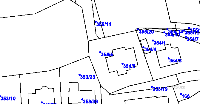 Parcela st. 354/5 v KÚ Holyně, Katastrální mapa