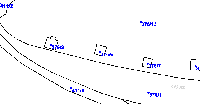 Parcela st. 376/6 v KÚ Holyně, Katastrální mapa