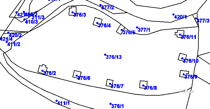 Parcela st. 376/13 v KÚ Holyně, Katastrální mapa