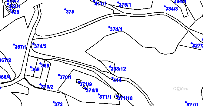 Parcela st. 388/1 v KÚ Holyně, Katastrální mapa