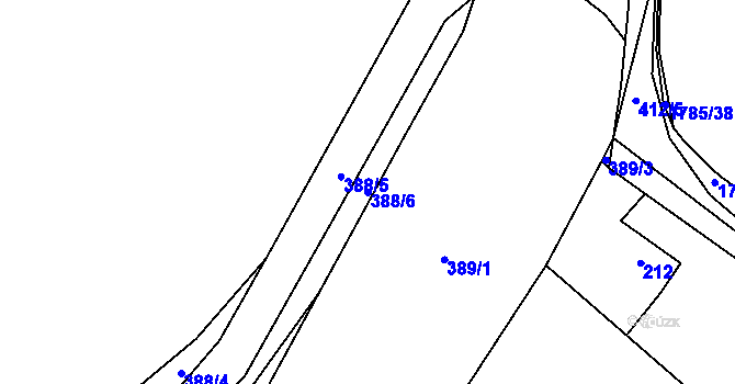 Parcela st. 388/6 v KÚ Holyně, Katastrální mapa