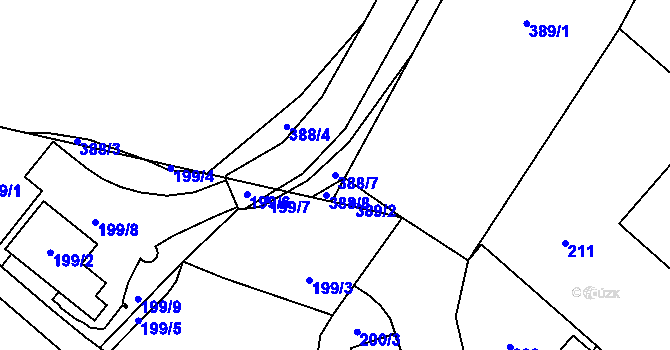 Parcela st. 388/7 v KÚ Holyně, Katastrální mapa