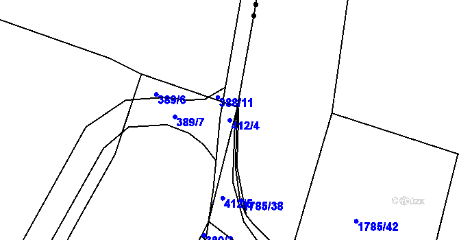 Parcela st. 412/4 v KÚ Holyně, Katastrální mapa