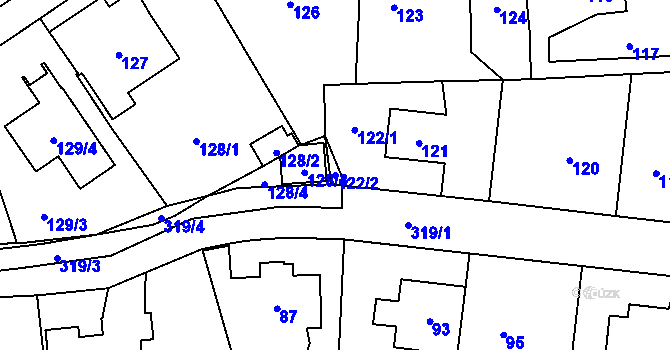 Parcela st. 122/2 v KÚ Holyně, Katastrální mapa