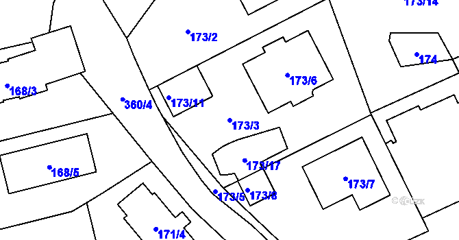 Parcela st. 173/3 v KÚ Holyně, Katastrální mapa