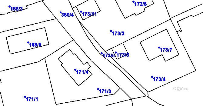 Parcela st. 173/5 v KÚ Holyně, Katastrální mapa