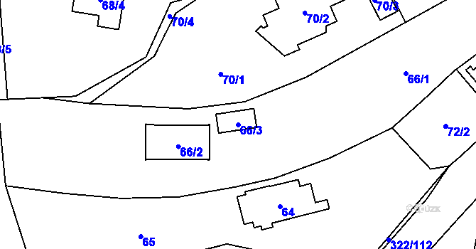 Parcela st. 66/3 v KÚ Holyně, Katastrální mapa