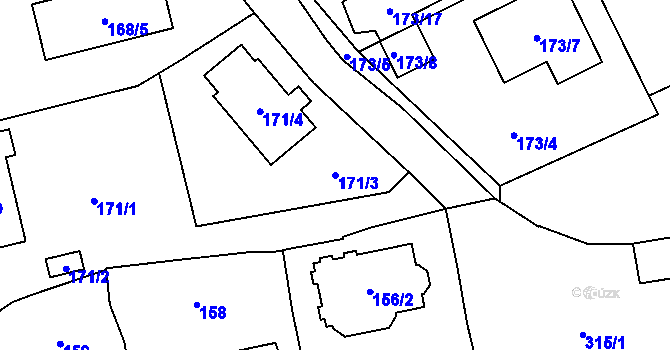 Parcela st. 171/3 v KÚ Holyně, Katastrální mapa