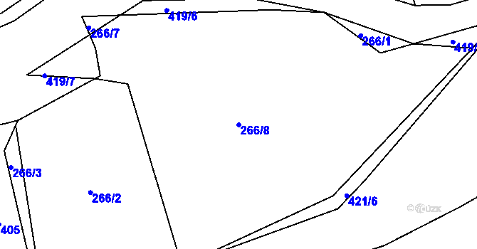 Parcela st. 266/8 v KÚ Holyně, Katastrální mapa