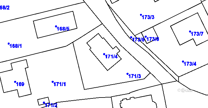 Parcela st. 171/4 v KÚ Holyně, Katastrální mapa