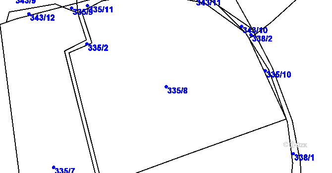 Parcela st. 335/8 v KÚ Holyně, Katastrální mapa