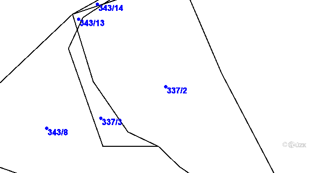 Parcela st. 337/2 v KÚ Holyně, Katastrální mapa