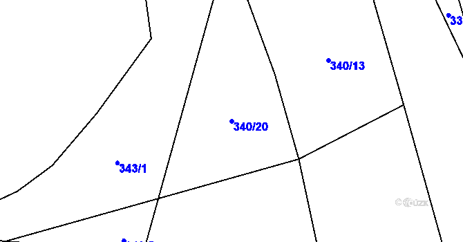 Parcela st. 340/20 v KÚ Holyně, Katastrální mapa
