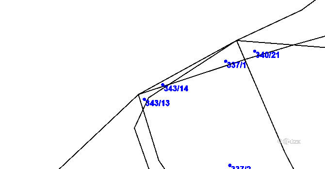 Parcela st. 343/14 v KÚ Holyně, Katastrální mapa