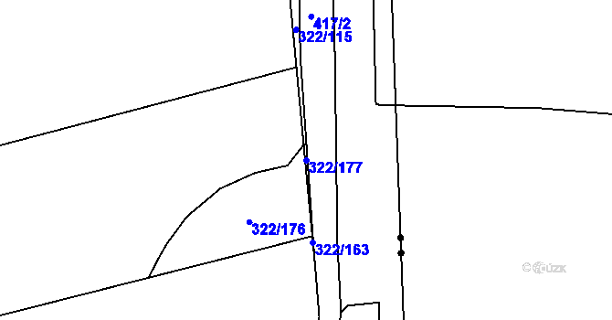 Parcela st. 322/177 v KÚ Holyně, Katastrální mapa