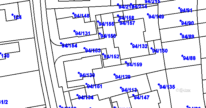 Parcela st. 94/152 v KÚ Slivenec, Katastrální mapa