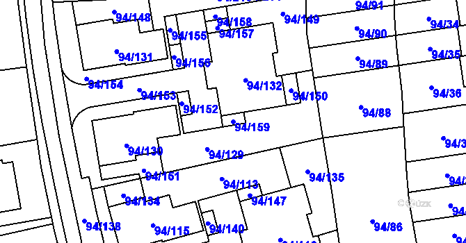 Parcela st. 94/159 v KÚ Slivenec, Katastrální mapa